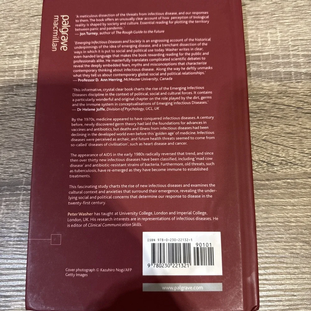 Emerging Infectious Diseases and Society by P. Washer (English) Hardcover Book!!